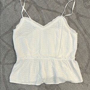 White Cotton Peplum Camisole Top Size M